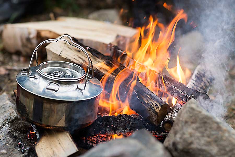 Culinary camping cooking on the fire