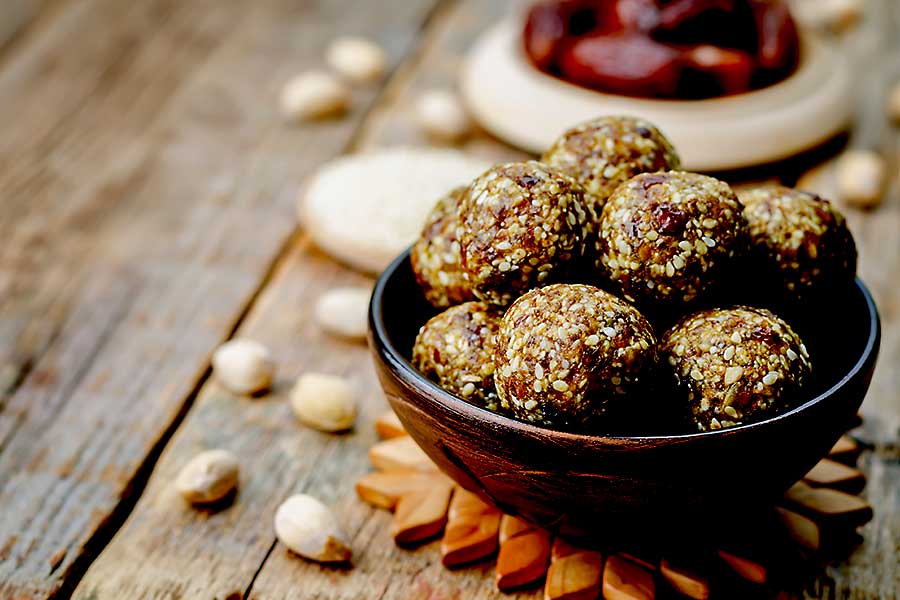 Vegan dates, sesame and pistachio balls - Private Chefs Sydney