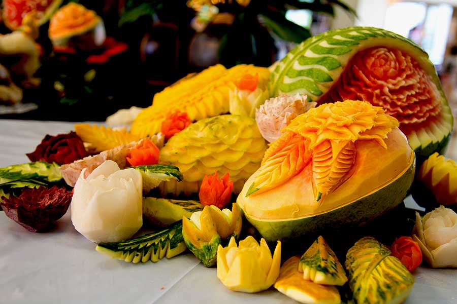 Corporate event fruit carving