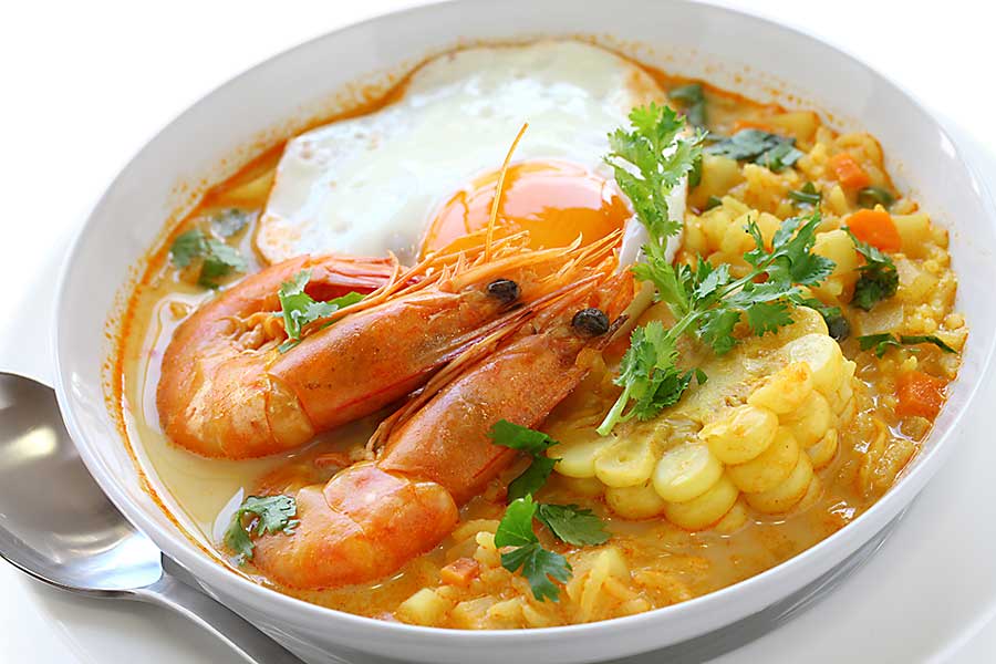 Chupe de camarones, peruvian shrimp chowder