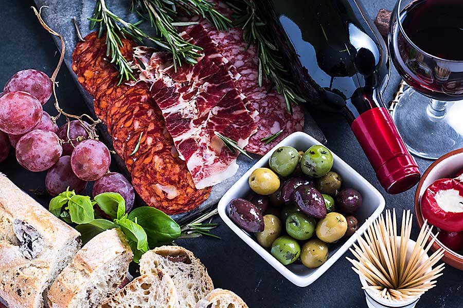 antipasto with olives