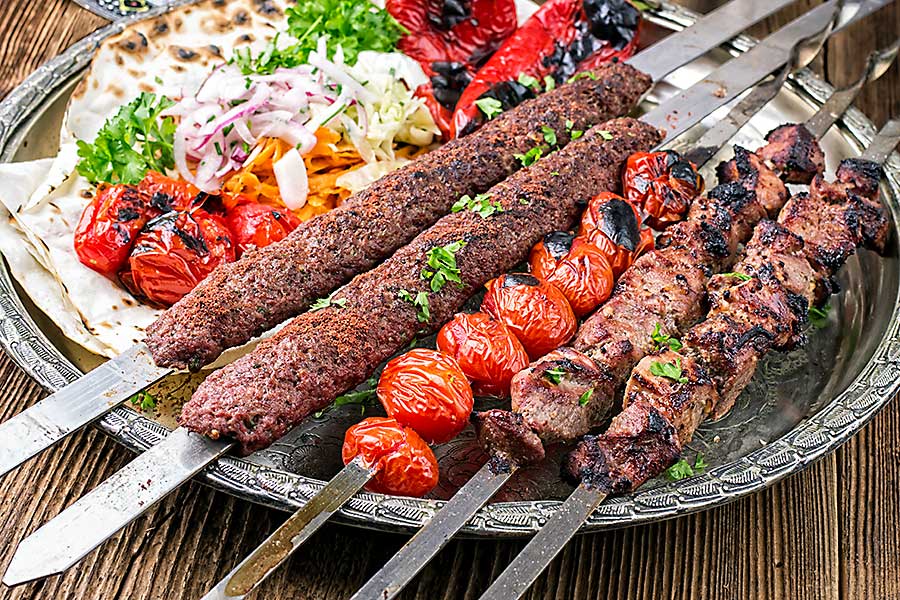 Middle-Eastern cuisine - grilled koobideh with kebab