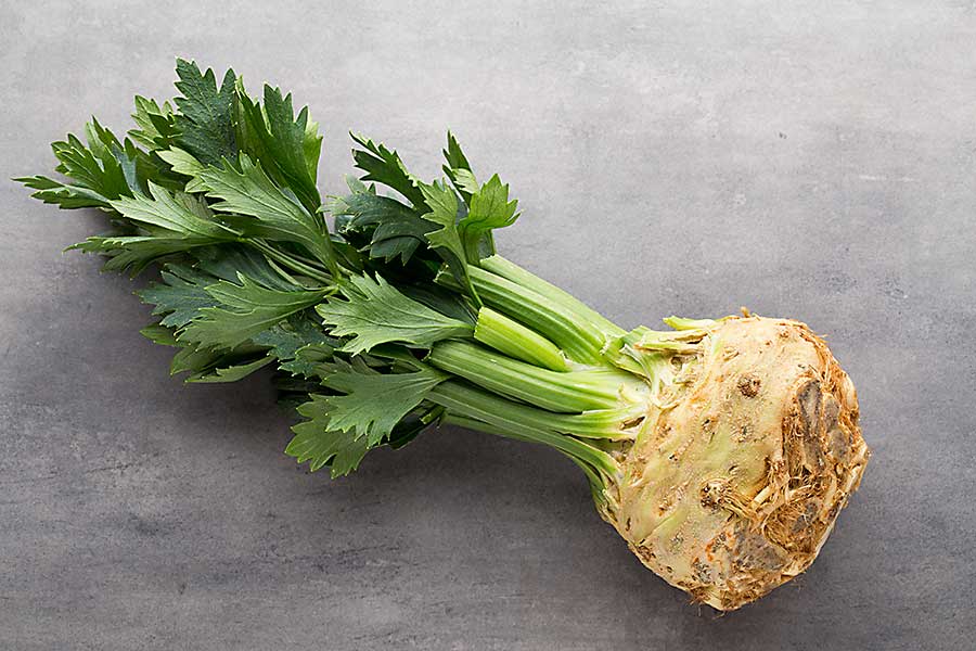 Celeriac with stalks and leaves