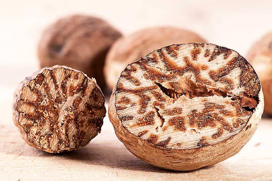 Half of nutmeg seed - closeup