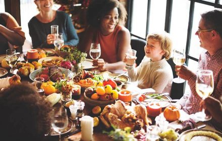 Family Dinner with a happy kid