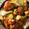 Moroccan chicken fried with fennel and potatoes