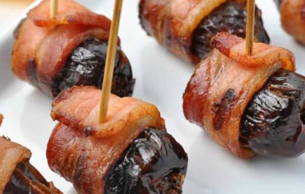Chef Joshua Harmon Boudin stuffed dates wrapped in bacon