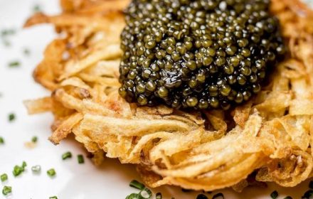 Chef Ken Frank Rosti Potato with a half ounce of Ossetra Caviar