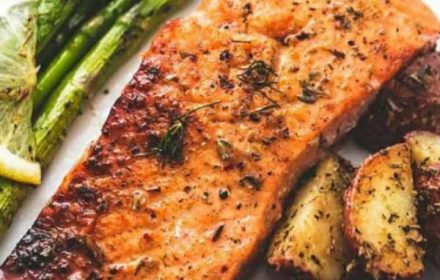 Chef Jamie Sawney Roasted Salmon with Potatoes and Asparagus Dish