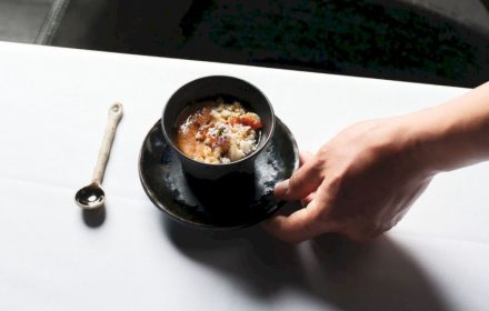 Chef Winston Zhang Chiramishi, rice, truffle, dashi