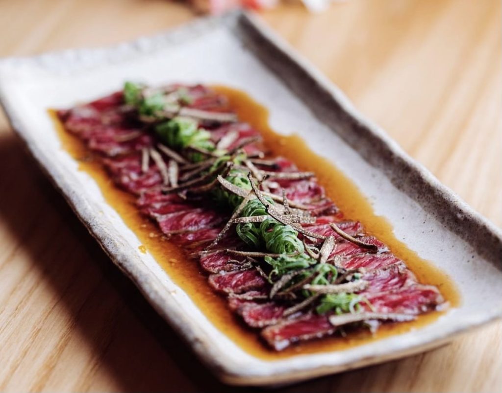 Chef Vaclav Vit Beef tataki, sake, sesame, shallots, jus