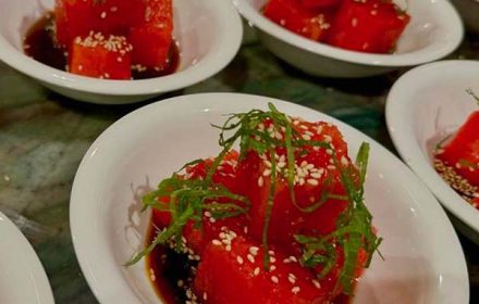 Chef Alex Maranslicht Watermelon, Yuzu Ponzu, Shiso, Ginger, Lime