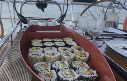 Chef Michael Taylor Sushi rolls Avo & mango, salmon, tuna