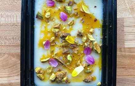 Chef Tim Tokarz Orange Blossom Milk Pudding With Saffron Honey And Pistachio