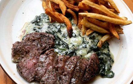 Chef Cash Culver Ranch Club Steak With Parmesan Fondue Creamed Spinach And Fresh Cut Fries