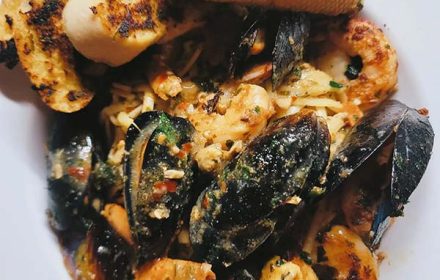 Chef Gerardine Elie Spicy Mussel And Shrimp Over Linguini