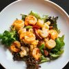 fried prawns, scallops, and greens, chef philip chen