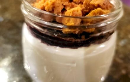 Chef Simon Zatyrka Lemon cheesecake, blackberry confiture, ginger crumble