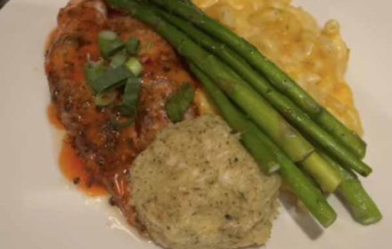 Chef Aaron Lee Sweet Chilli Salmon With Truffle Mac And Asparagus
