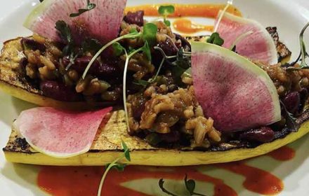 Chef Jamila Bowen Italian Dirty Risotto In Yellow Squash Boat
