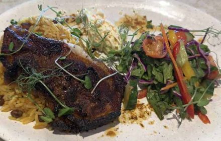 Chef Jamila Bowen Roasted Pork Chop, Rice, And Garden Salad
