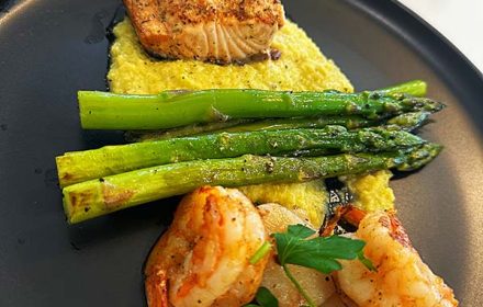 Chef Christina Gray Fish Fillet, Prawns, And Asparagus Dish