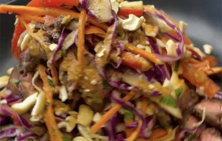 Chef Howard Seivright Beef Asian Cabbage Slaw With Peanut Ginger Vinaigrette