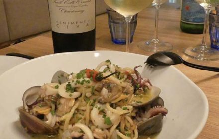 Chef Walid Chouaref Spaghetti Main With Clams, Calamari, Leek