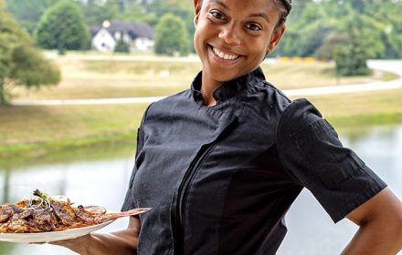 Chef Kai Smith Photo Shoot with Fried Fish Dish