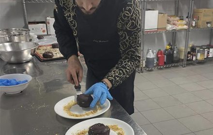Chef Mohanad Majed Plating Chocolate Cakes