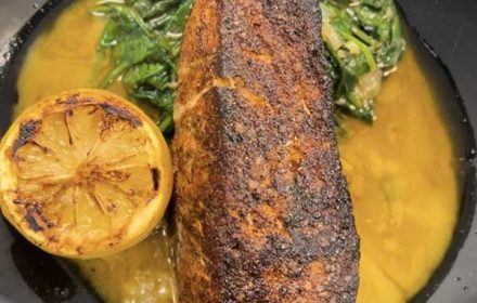 Chef Gastinel White Blackened Salmon With Wilter Spinach