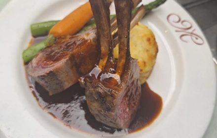 Chef Nicolas Desinai Rack of Lamb, Balsamic Jus, Potato Gratin, Vegetables