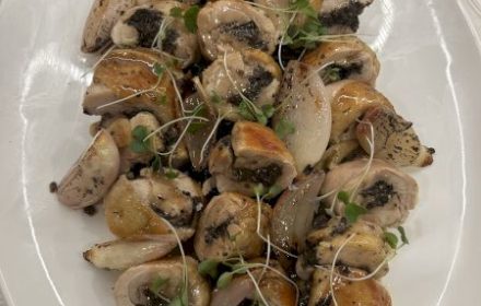 Chef Chi Nguyen Sauted forest mushrooms, caramelized onions, micro herbs