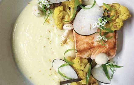 Chef Juan Velilla Seared Salmon Haute Dish