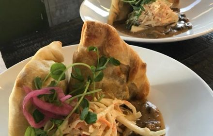 Chef Magdiale Wolmark Mushroom Empanadas, Mushroom Fricasee, Seasonal Slaw