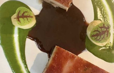 Chef Miguel Martins Pork Belly With Spinach Puree And Black Pepper Sauce