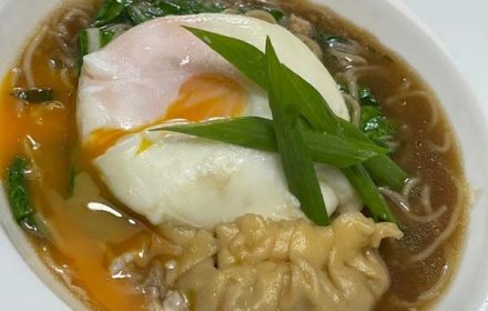 Chef Sabrina Alexandre Asian Noodle Soup With Poached Egg & Pork Dumpling