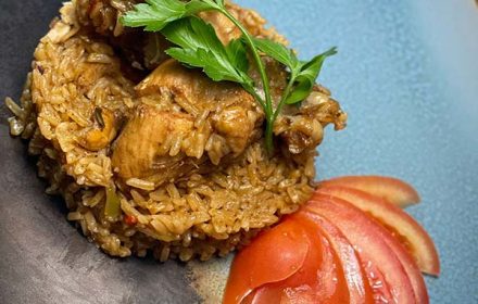 Chef Sabrina Alexandre Creole Chicken & Rice With Fresh Tomato Garnish