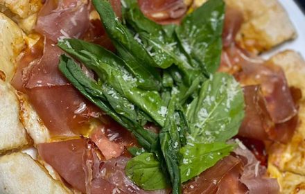 Chef Sabrina Alexandre Prosciutto Pizza With Fresh Arugula And Parmesan