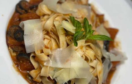 Chef Sabrina Alexandre Tagliatelle Alla Puttanesca With Shaved Parmesan