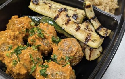 Chef Dell Brown Romeco turkey meatballs with grilled zucchini and quinoa pilaf