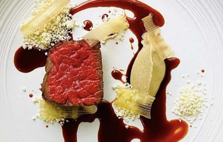 Chef Michael Leonard Bavette, Sunchoke, Burdock Root, Horseradish, Smoked Onion, Leeks, Jus