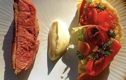 Chef Michael Leonard Duck breast, Celery Root, Summer Vegetable, Tarte Tatin