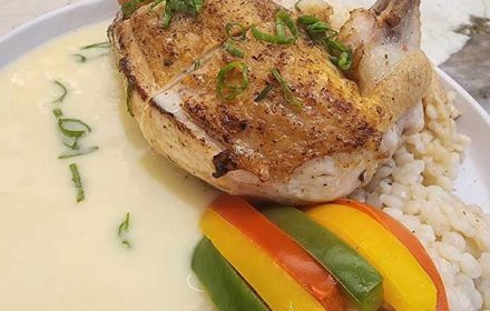 Chef Oliver King Grilled Chipotle Chicken with Cilantro Lime Rice, Veggies Sauteed in Bacon Fat, Garlic Aioli