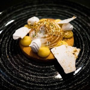 a beautiful dessert with gold