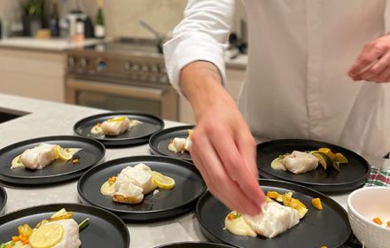 Chef Hedi Dehissy Plating Dishes in Private Function