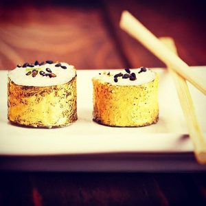 sushi with gold wrap