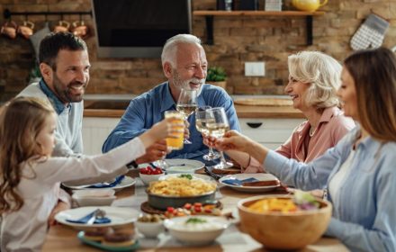 Family celebrating Father’s Day with a private chef backyard barbecue