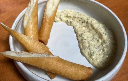 Chef Nick Adams brandade 'cigars' & remoulade