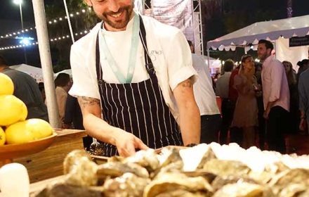 Chef Nick Adams in an outdoor Function